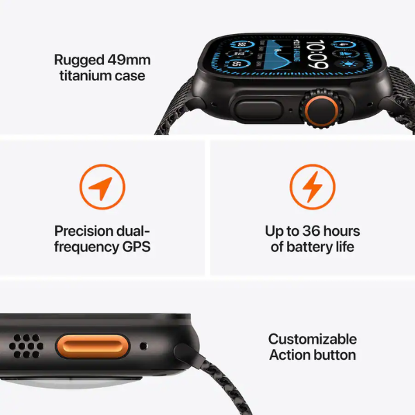 Apple Watch Ultra 2 49MM (GPS + Cellular) Natural Titanium + Silicone Band - Image 5